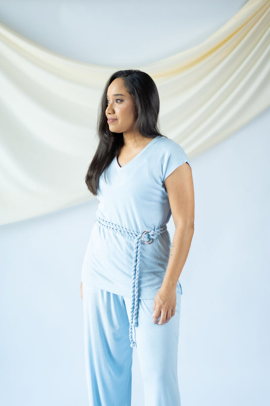 Conjunto Viscose Azul Bebê