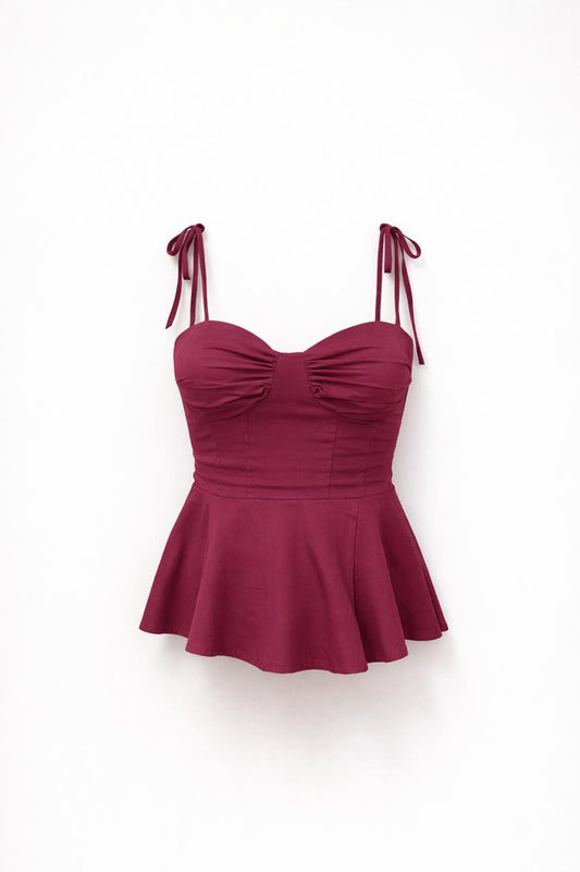 Blusa Peplum Marsala