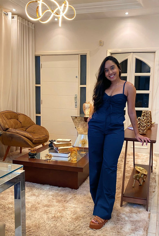 Conjunto Tricoline Azul-Marinho