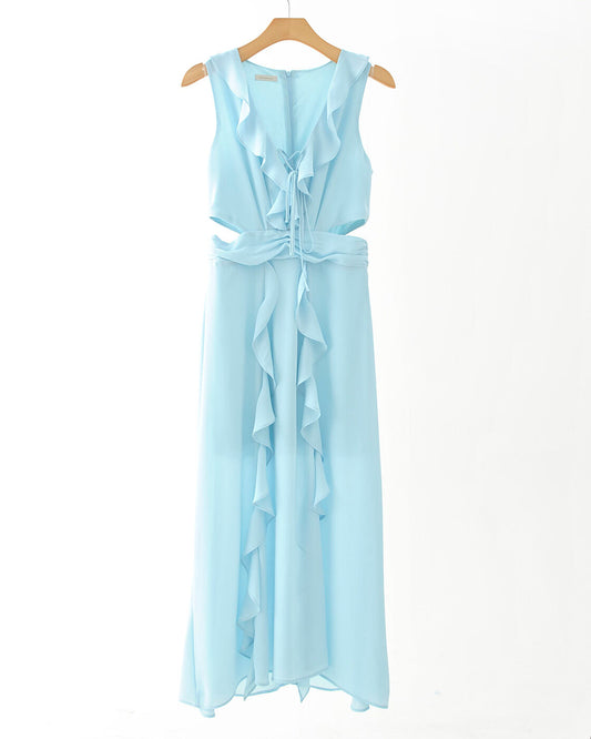 Vestido Babados Azul Bebê