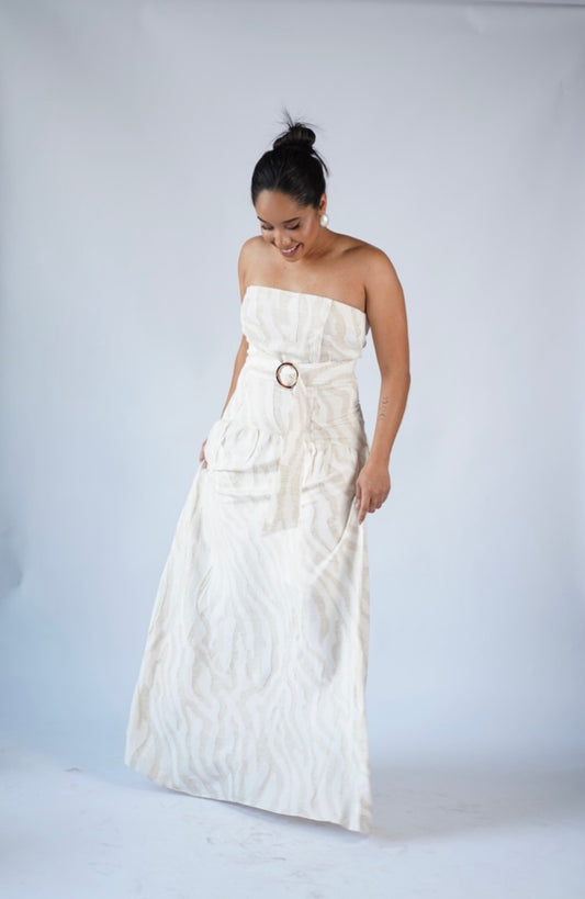 Vestido Zebra Bege