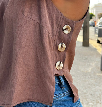 Blusa Marrom Botões