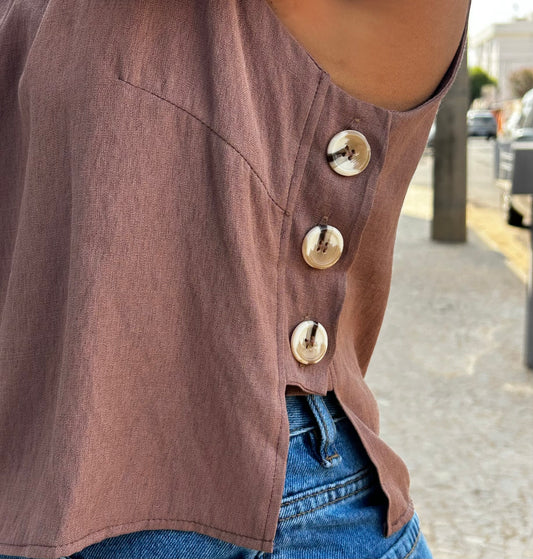 Blusa Marrom Botões